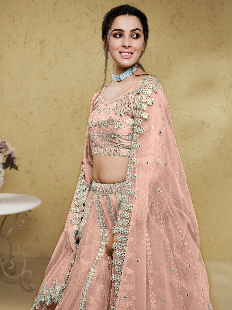 Designer Pink Lehenga Choli | Net Fabric with Foil Work for Parties