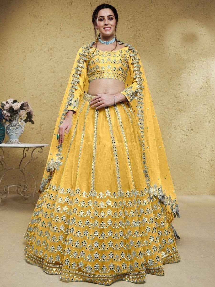 Dazzling Yellow Lehenga Choli | Foil Work for Weddings & Parties