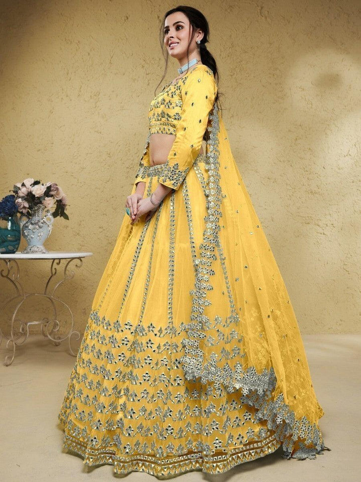 Dazzling Yellow Lehenga Choli | Foil Work for Weddings & Parties