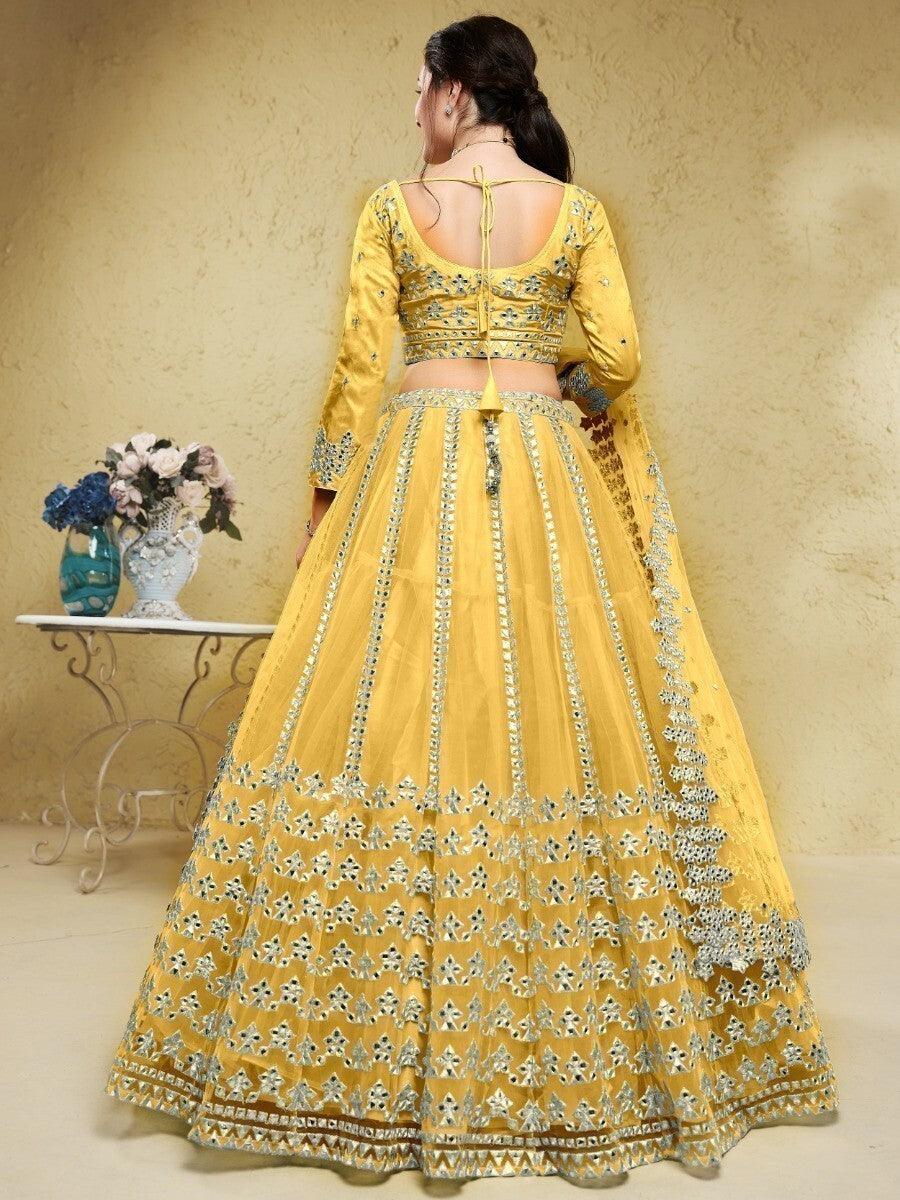 Dazzling Yellow Lehenga Choli | Foil Work for Weddings & Parties