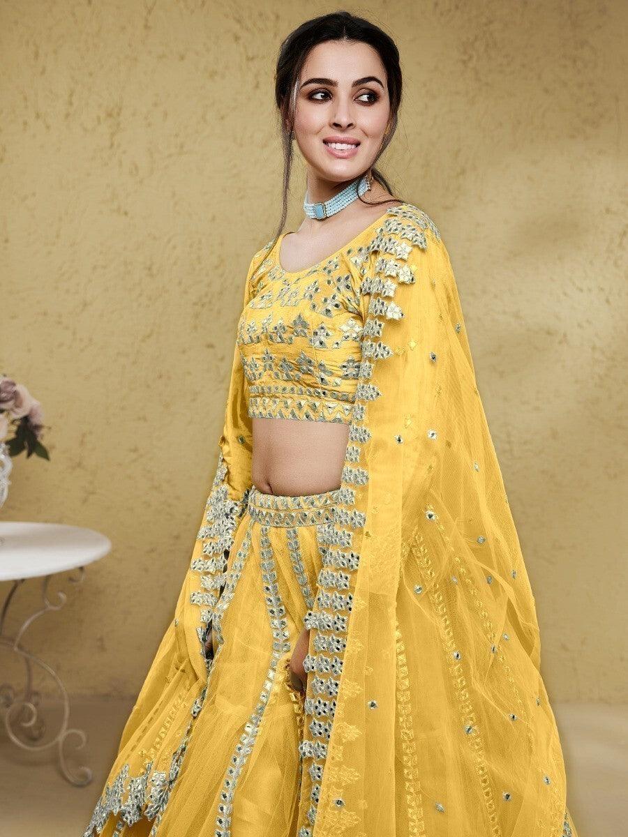 Dazzling Yellow Lehenga Choli | Foil Work for Weddings & Parties