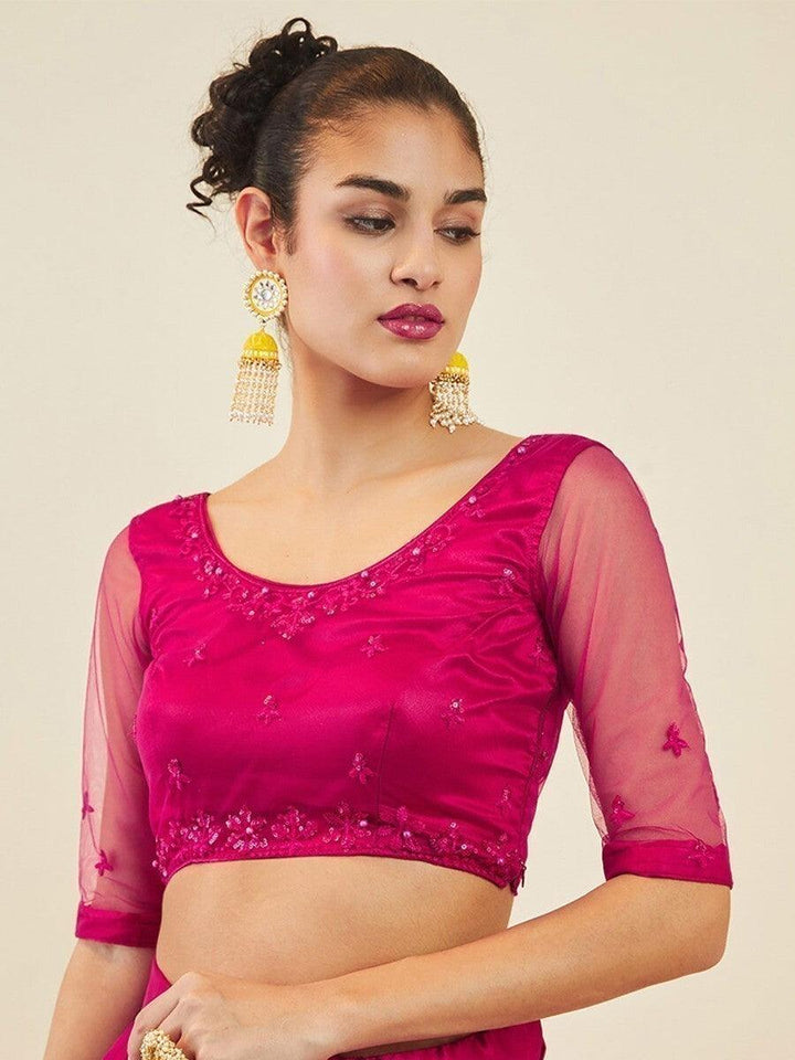 Pink Sequin Net Lehenga Choli | Perfect for Sangeet & Events