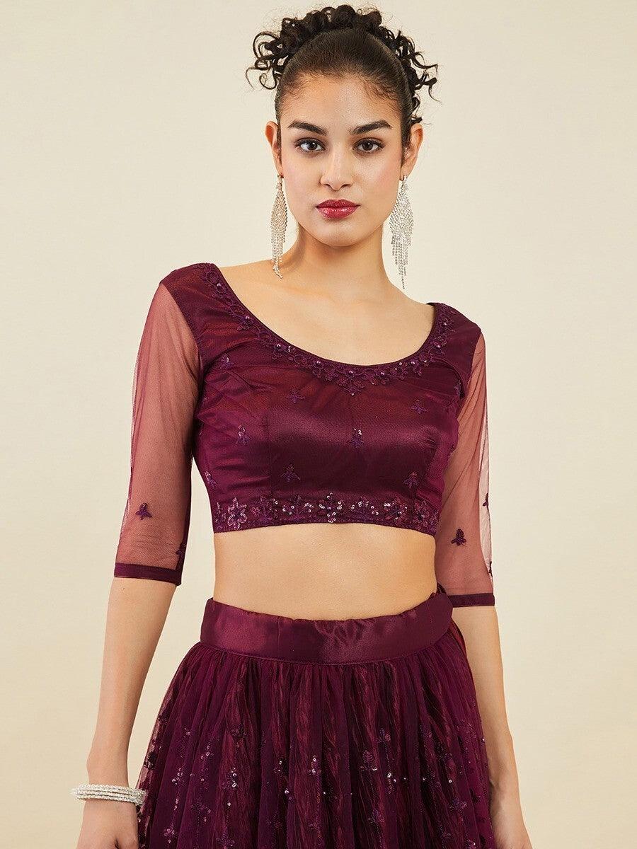 Exquisite Wine Embroidered Lehenga Choli | Perfect for Wedding Wear