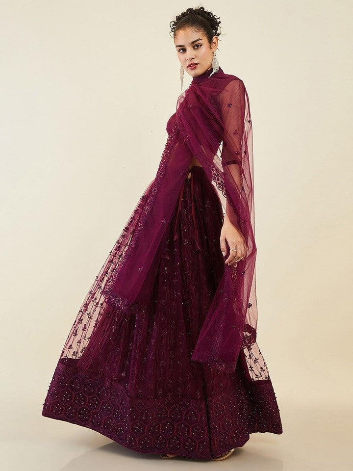 Exquisite Wine Embroidered Lehenga Choli | Perfect for Wedding Wear