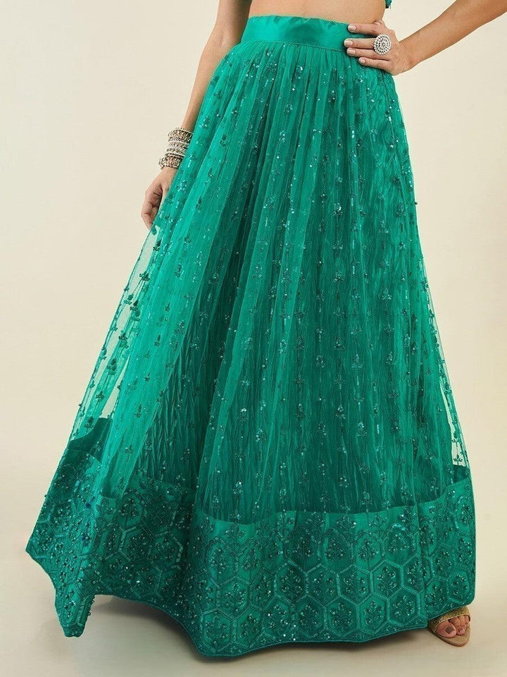 Majestic Teal Green Lehenga Choli | Wedding-Ready with Sequin Embroidery