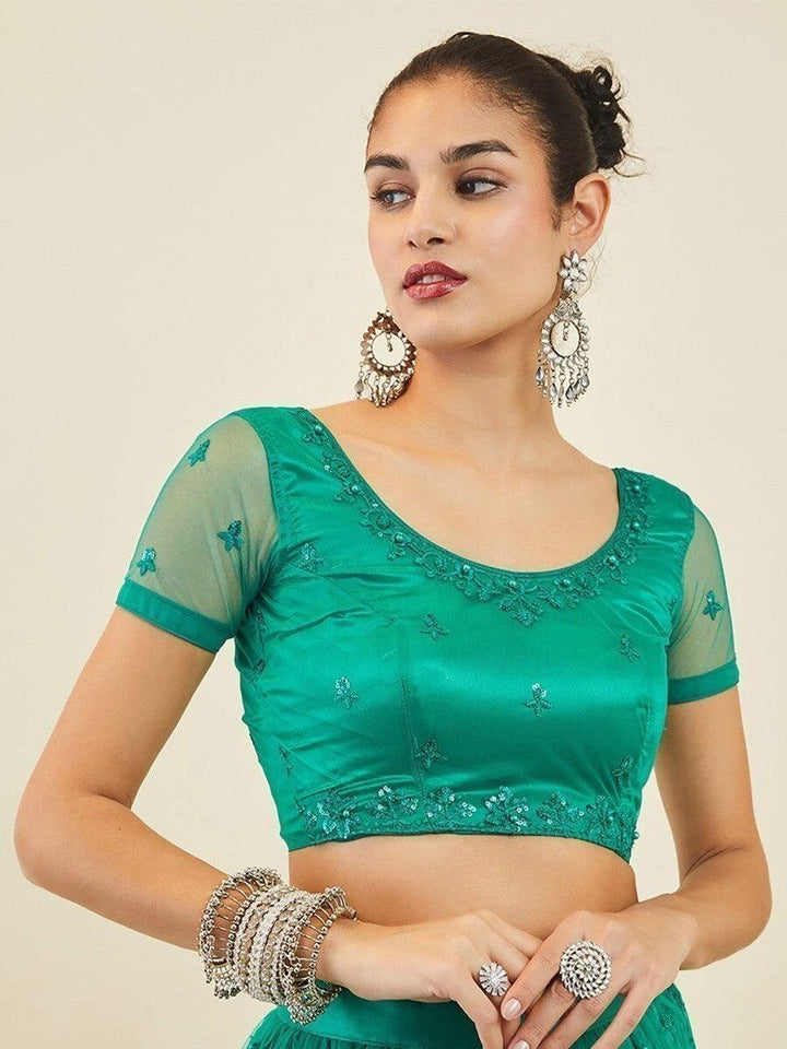 Majestic Teal Green Lehenga Choli | Wedding-Ready with Sequin Embroidery