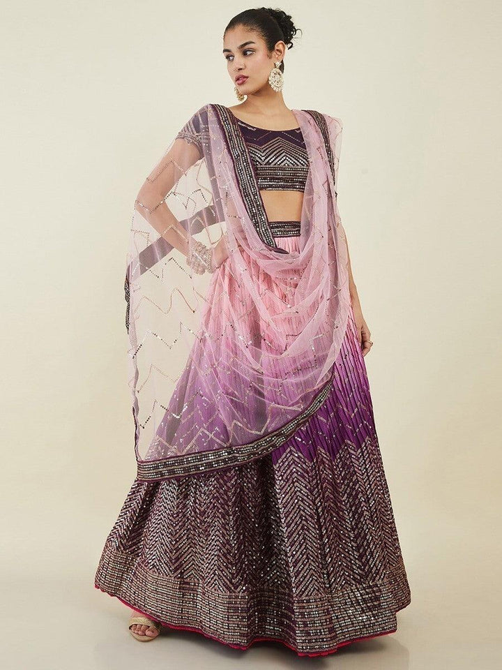 Captivating Purple Sequins Art Silk Lehenga Choli | Events Wear with Dupatta