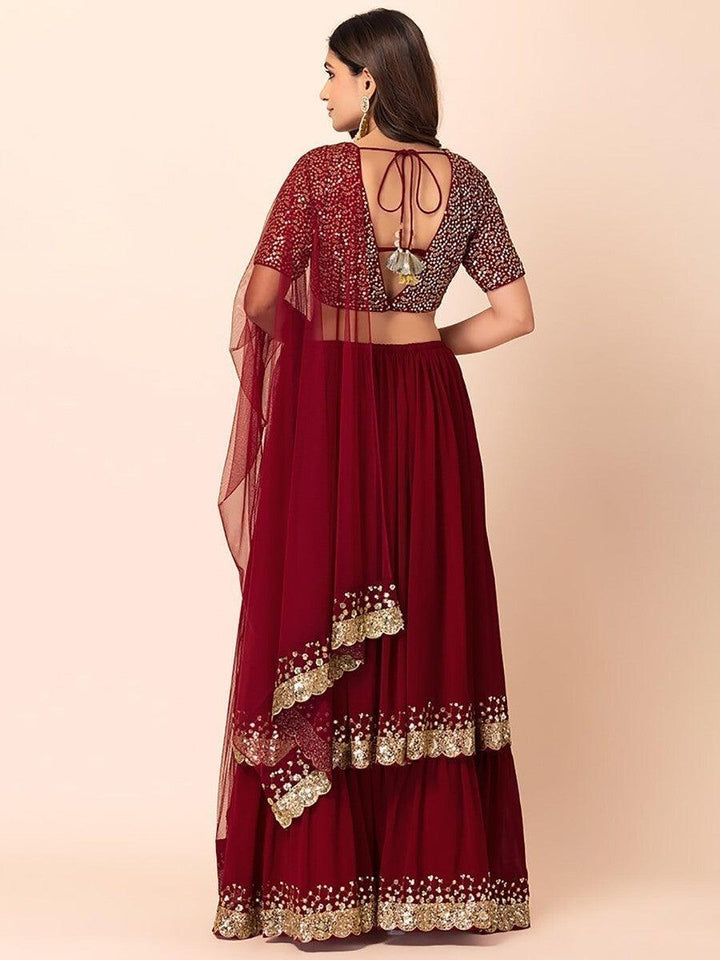 Lovely Maroon Lehenga Choli with Dupatta | Sequin & Embroidery Detail