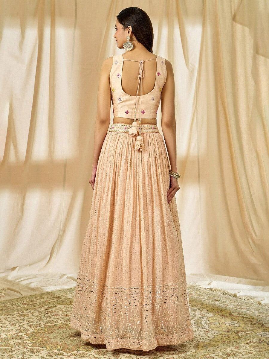 Fabulous Peach Lehenga Choli | Embroidered Georgette Fabric & Sequin Detailing