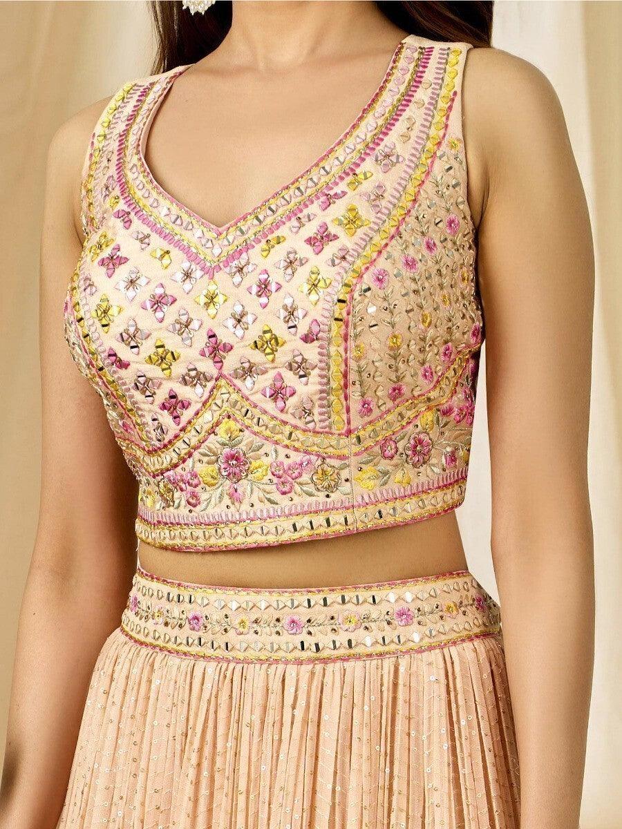 Fabulous Peach Lehenga Choli | Embroidered Georgette Fabric & Sequin Detailing