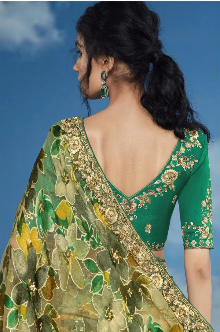 Yellow Saree with Vibrant Embroidery | Ideal for Haldi & Festive Celebrations