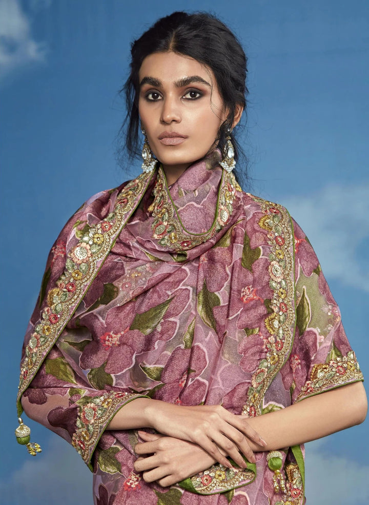 Refined Mauve Saree | Ideal for Cultural Celebrations & Traditional Gatherings