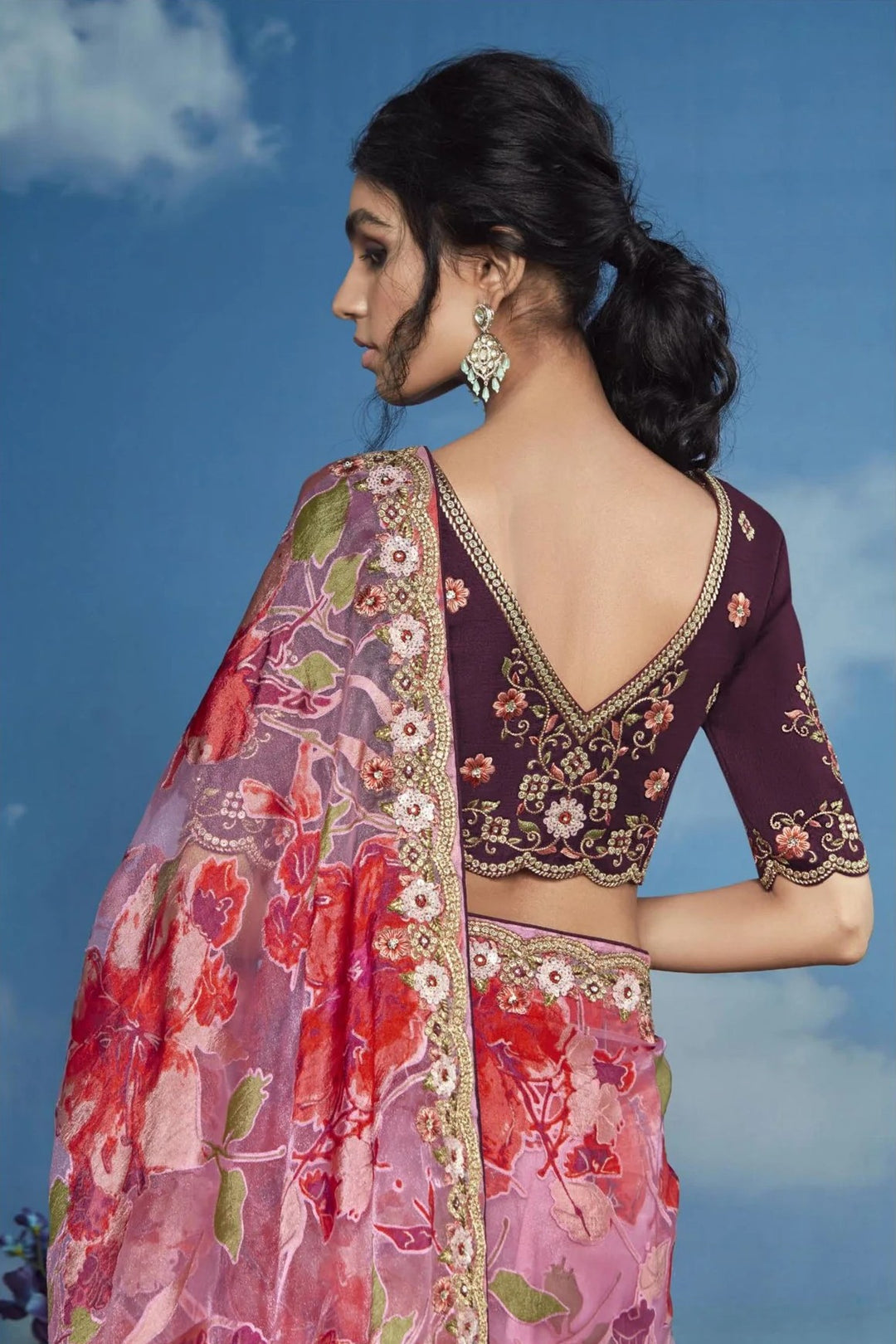 Beautiful Pink Saree | Intricate Embroidery for Festive & Special Occasions