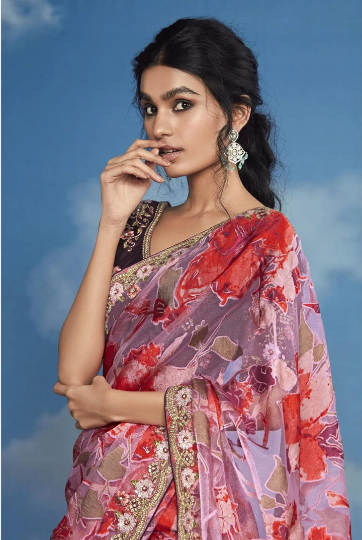 Beautiful Pink Saree | Intricate Embroidery for Festive & Special Occasions