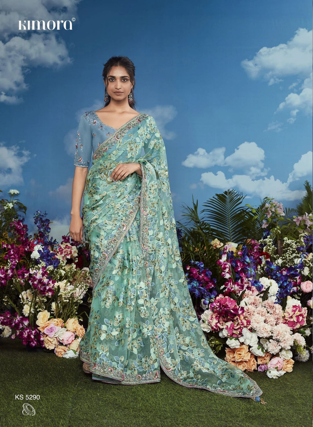 Stunningt Sea-Green Saree | Sophisticated Embroidery for Cultural Celebrations