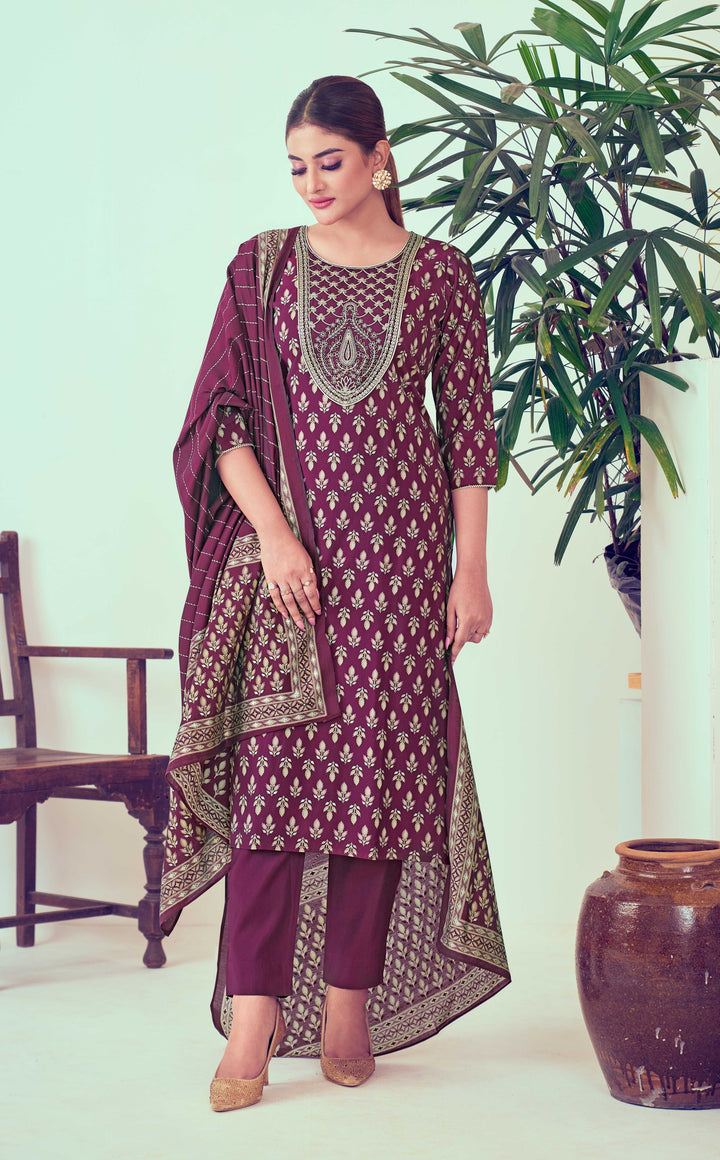 Stunning Modal Chanderi Salwar Kameez with Embroidery | Perfect Festive Wear