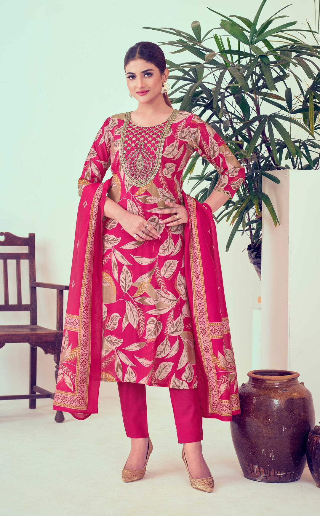 Stunning Modal Chanderi Salwar Kameez with Embroidery | Perfect Festive Wear