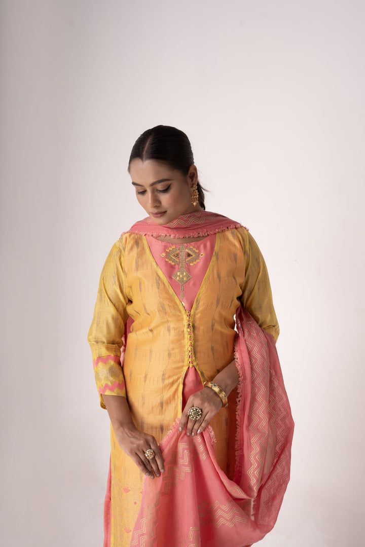 Stunning Art Silk Salwar Kameez with Green Dupatta and Intricate Embroidery | Perfect Festive Wear