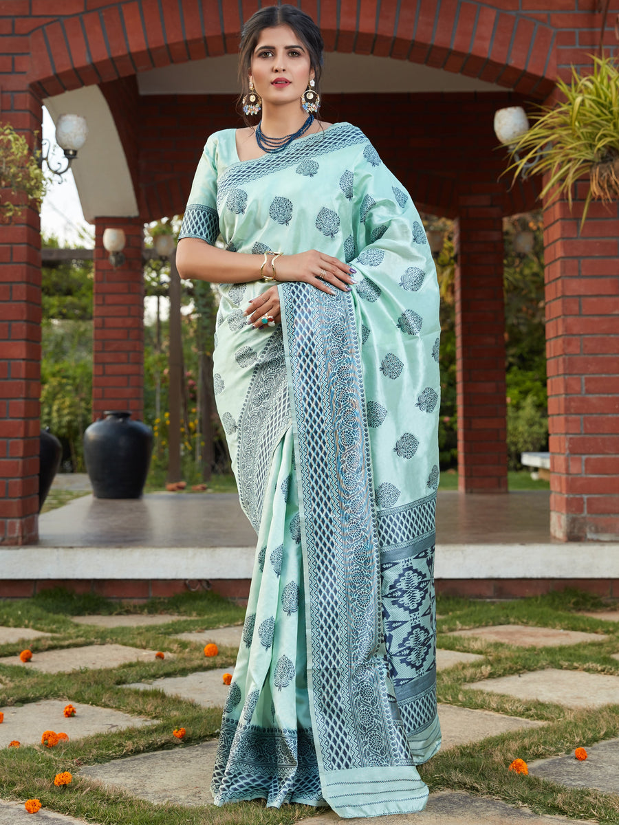 Blue silk saree crafted for elegance and style.