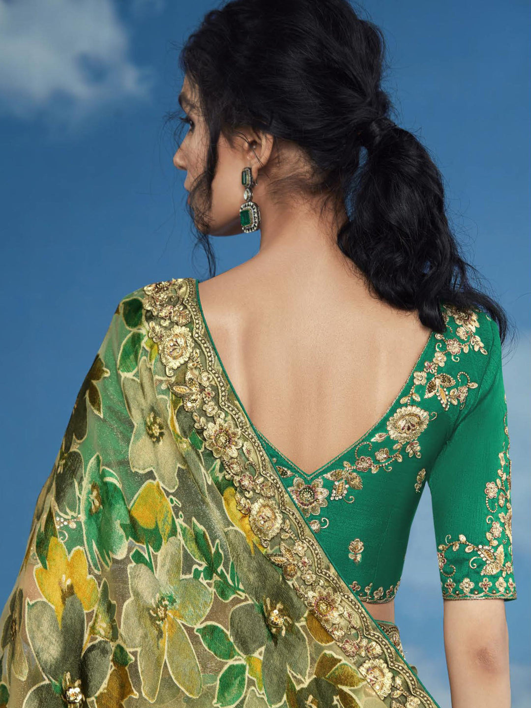 Vibrant color luxurious fabric exclusive attire crafted for elegance and style.