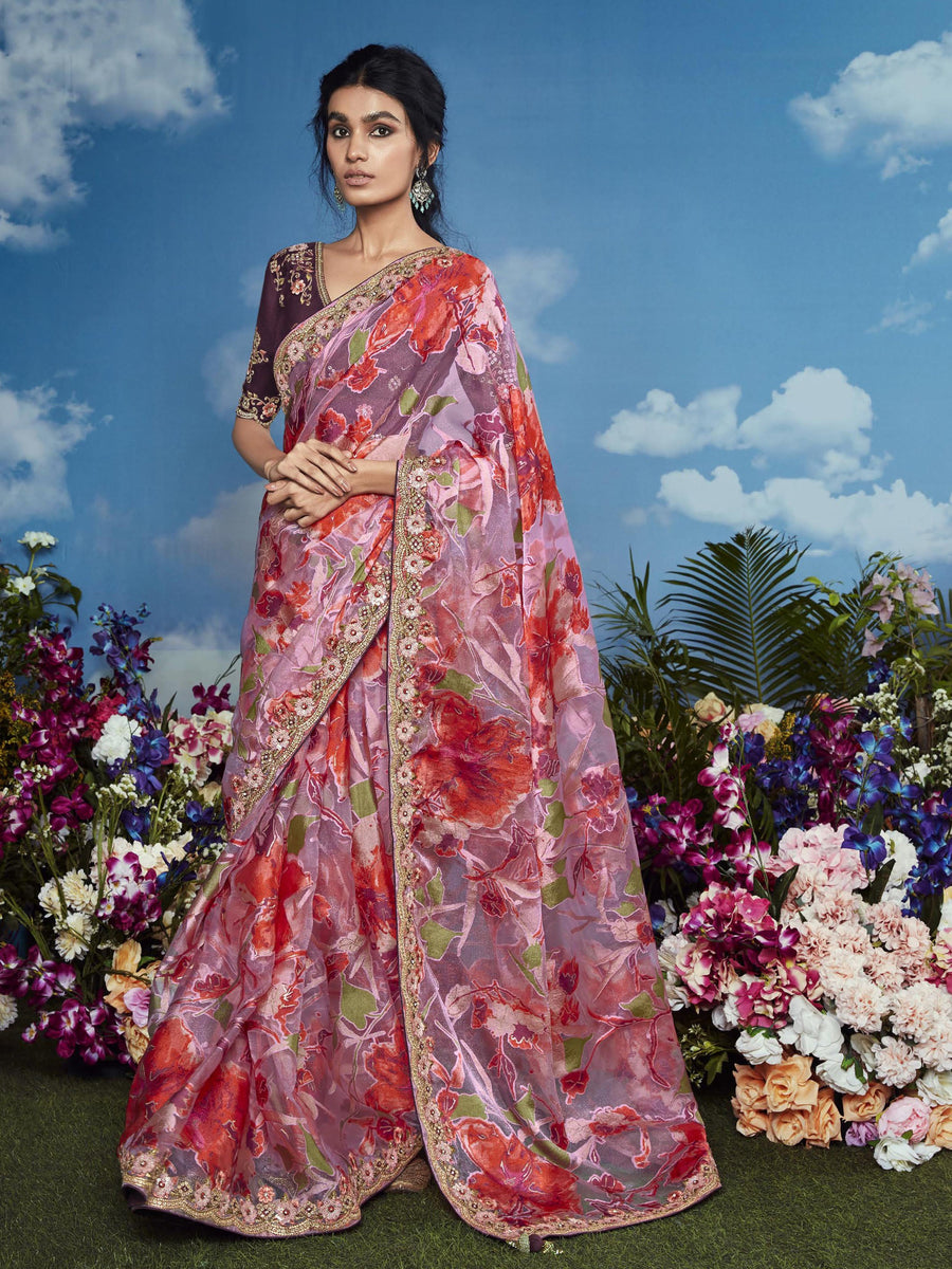 Pink silk saree crafted for elegance and style.