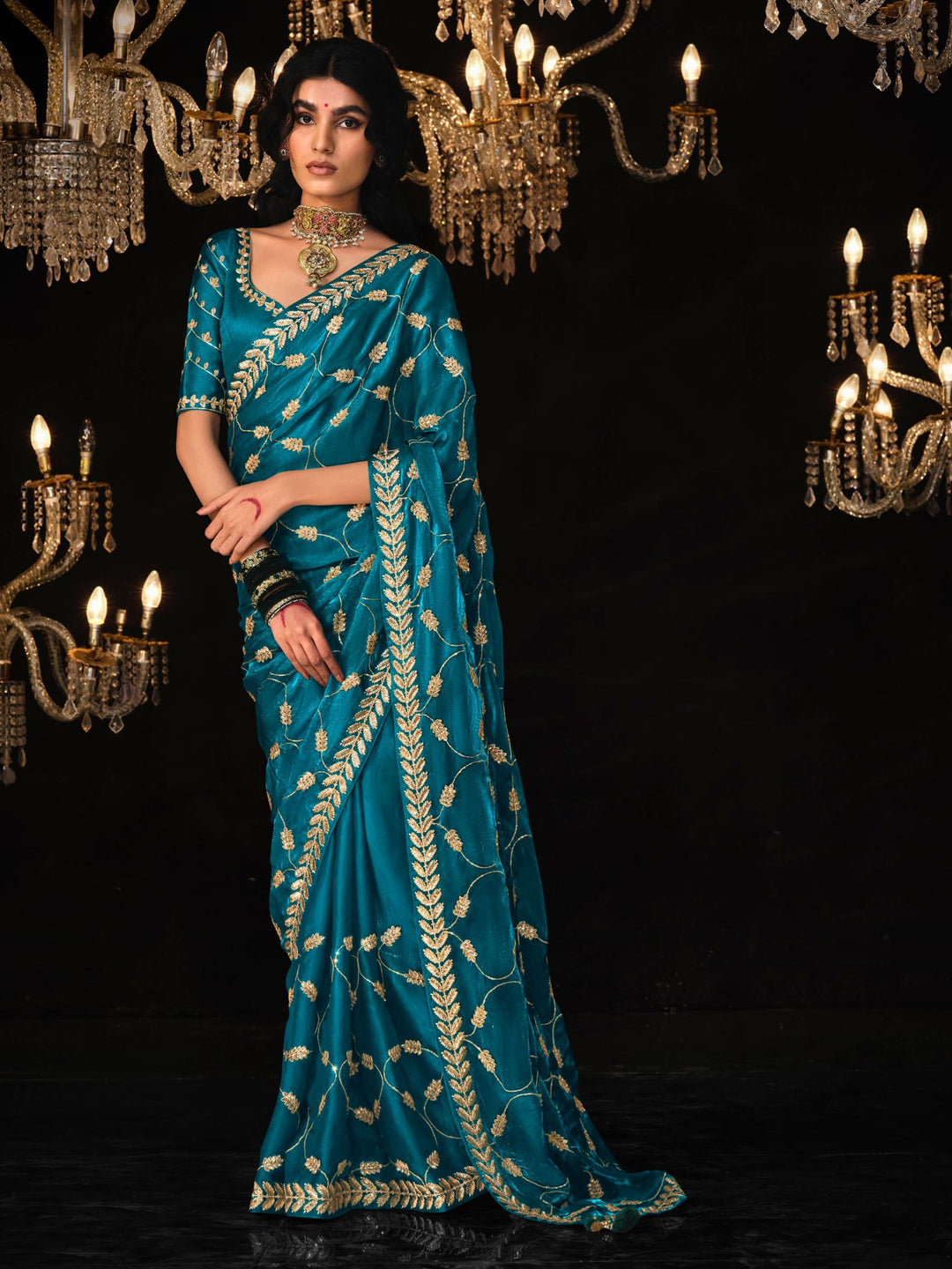 Blue silk saree crafted for elegance and style.