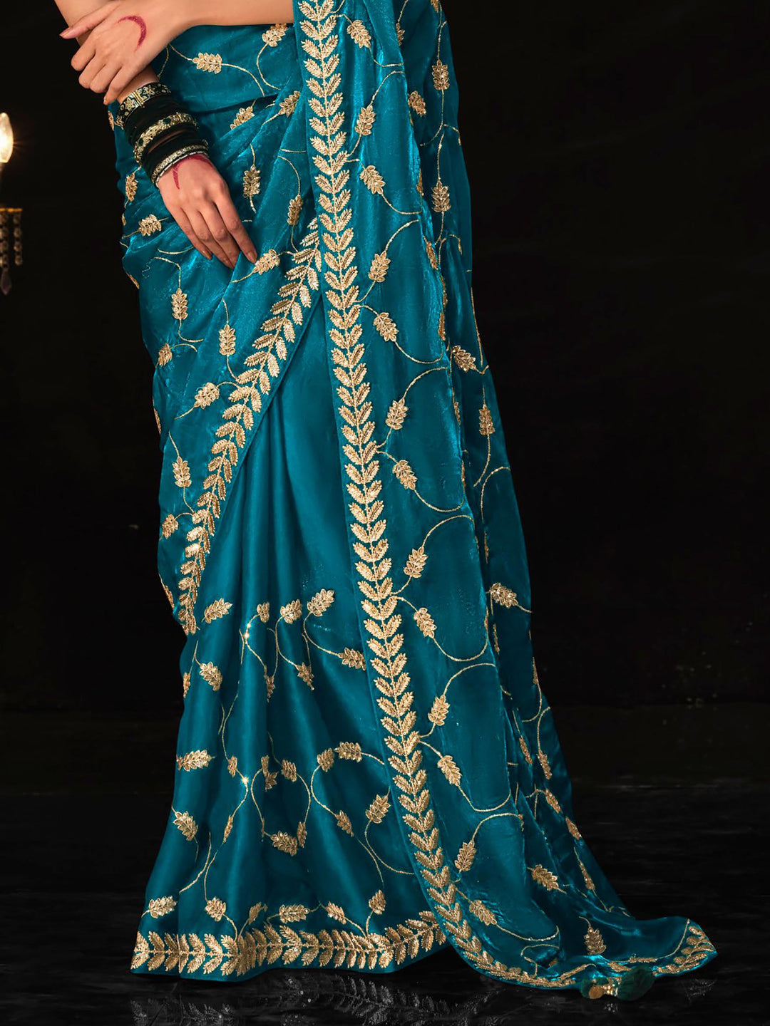 Vibrant color luxurious fabric exclusive attire crafted for elegance and style.