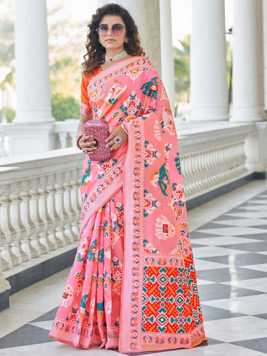 Pink silk saree crafted for elegance and style.