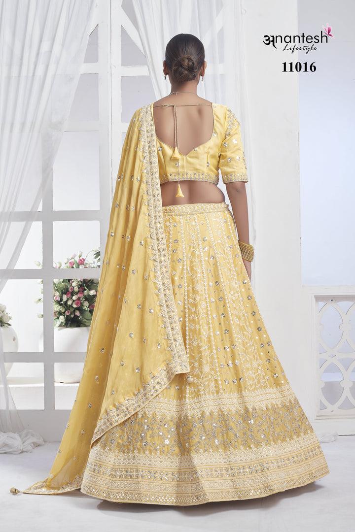 Elegant Yellow Embroidered Lehenga | Stunning Chiffon Bridal Outfit