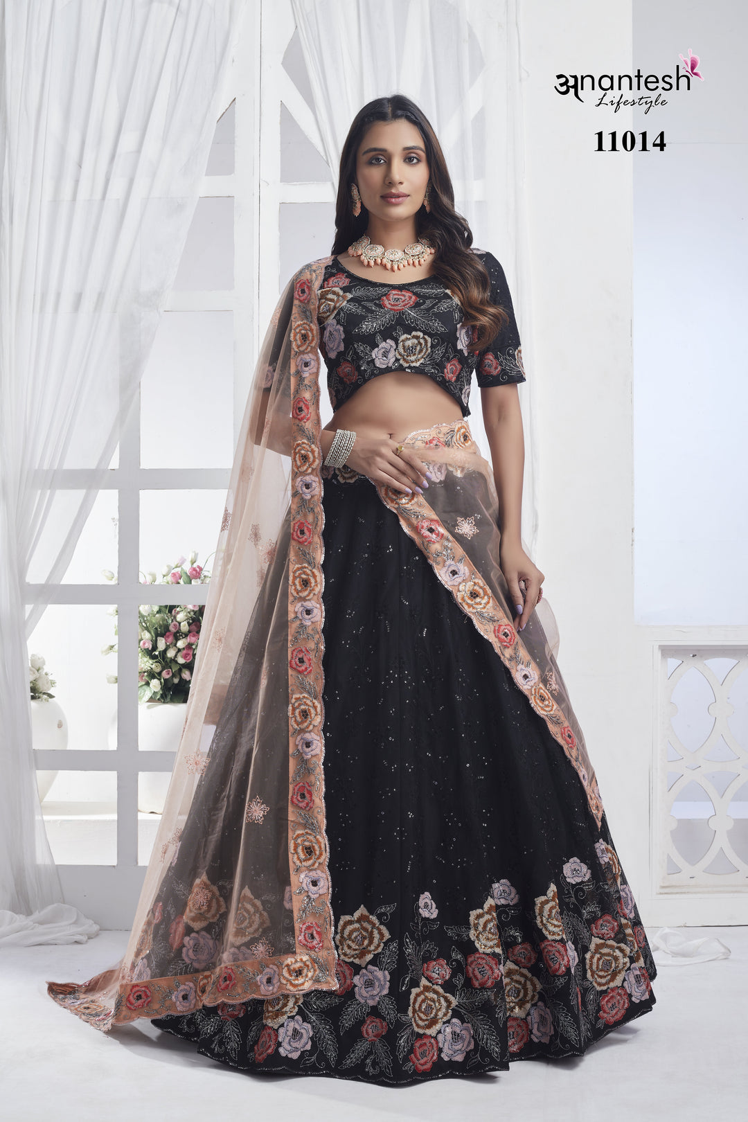 Black Sequins Embroidered Lehenga | Elegant Wedding Lehenga Choli