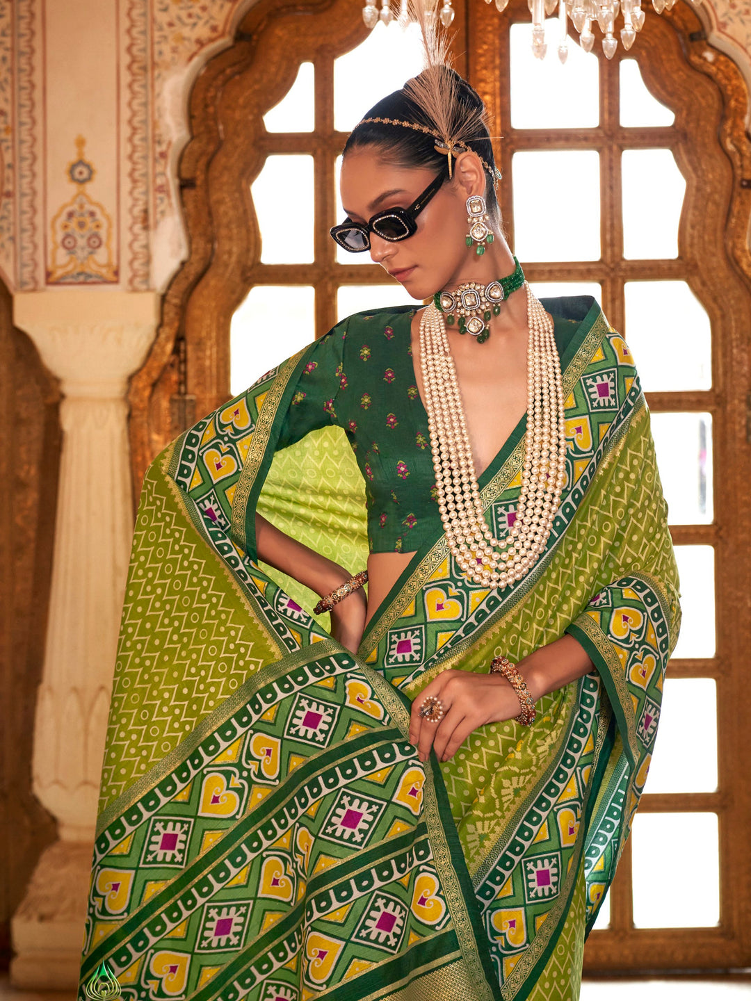 Vibrant color luxurious fabric exclusive attire crafted for elegance and style.