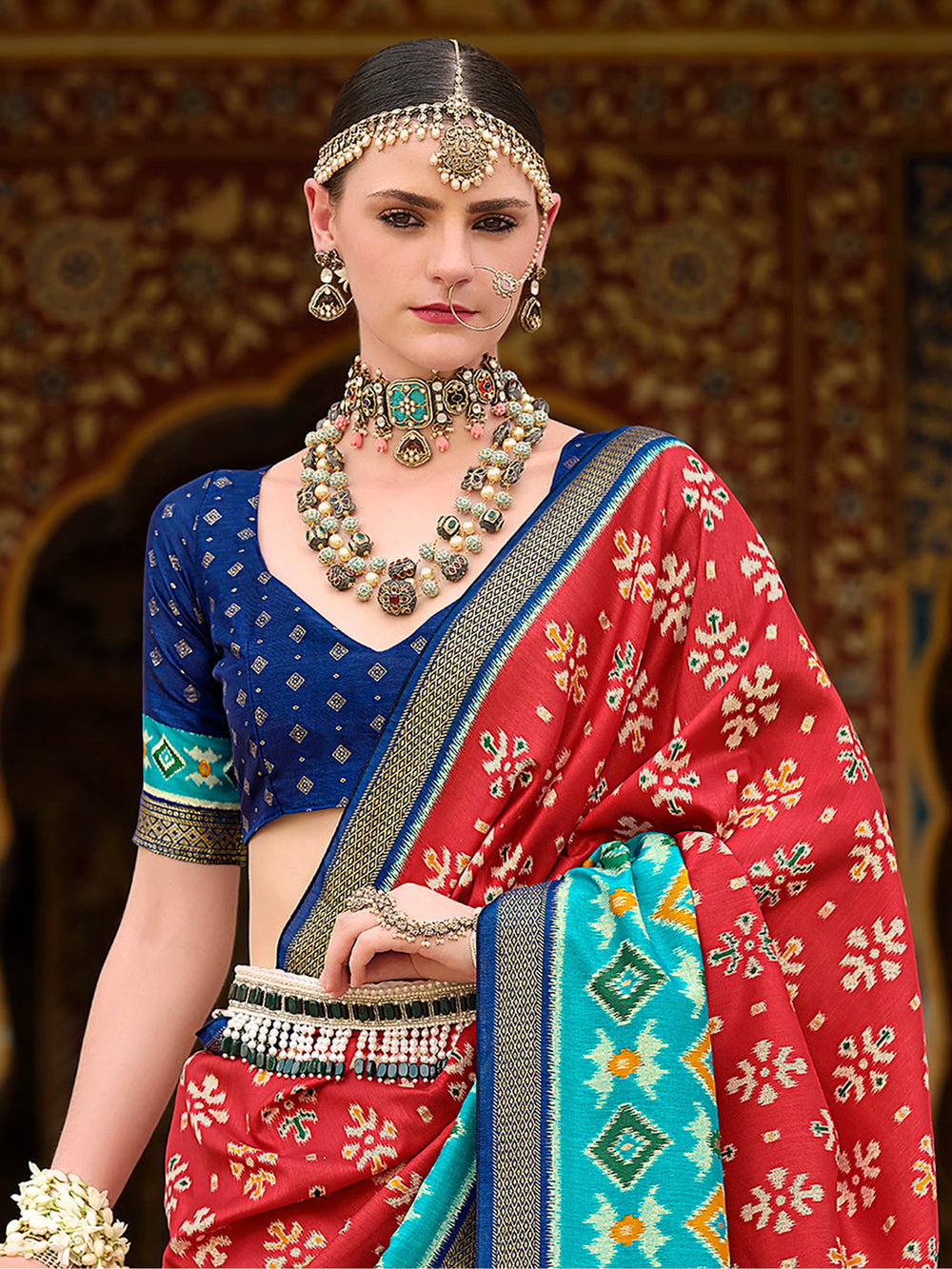 Vibrant color luxurious fabric exclusive attire crafted for elegance and style.