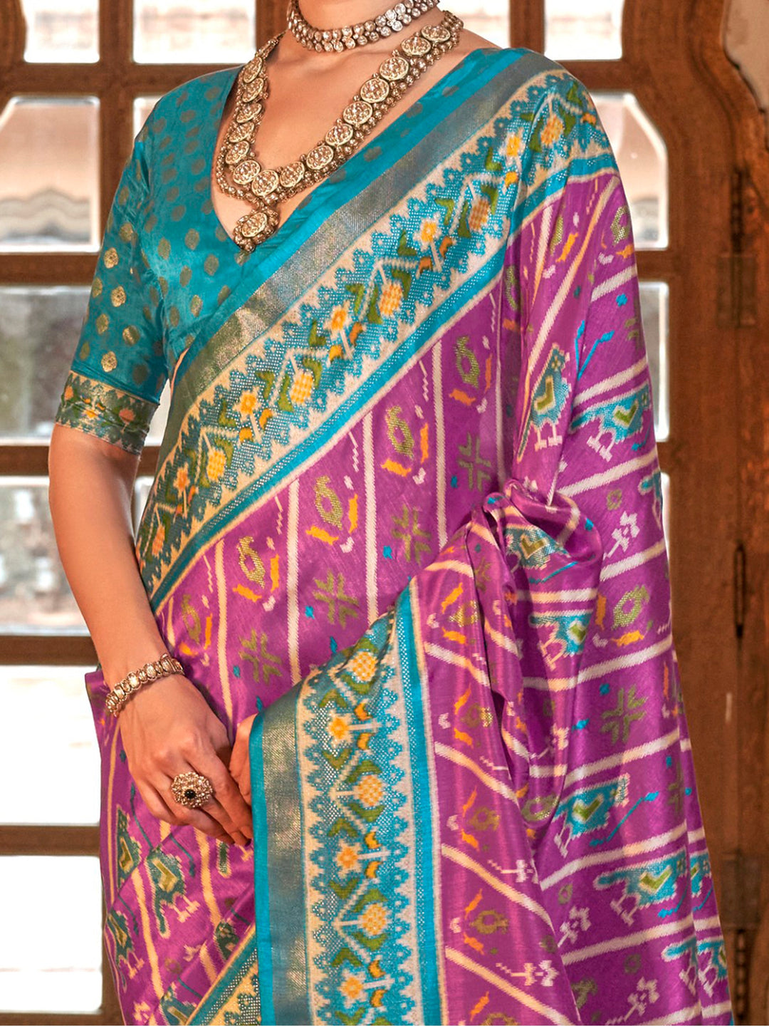 Vibrant color luxurious fabric exclusive attire crafted for elegance and style.