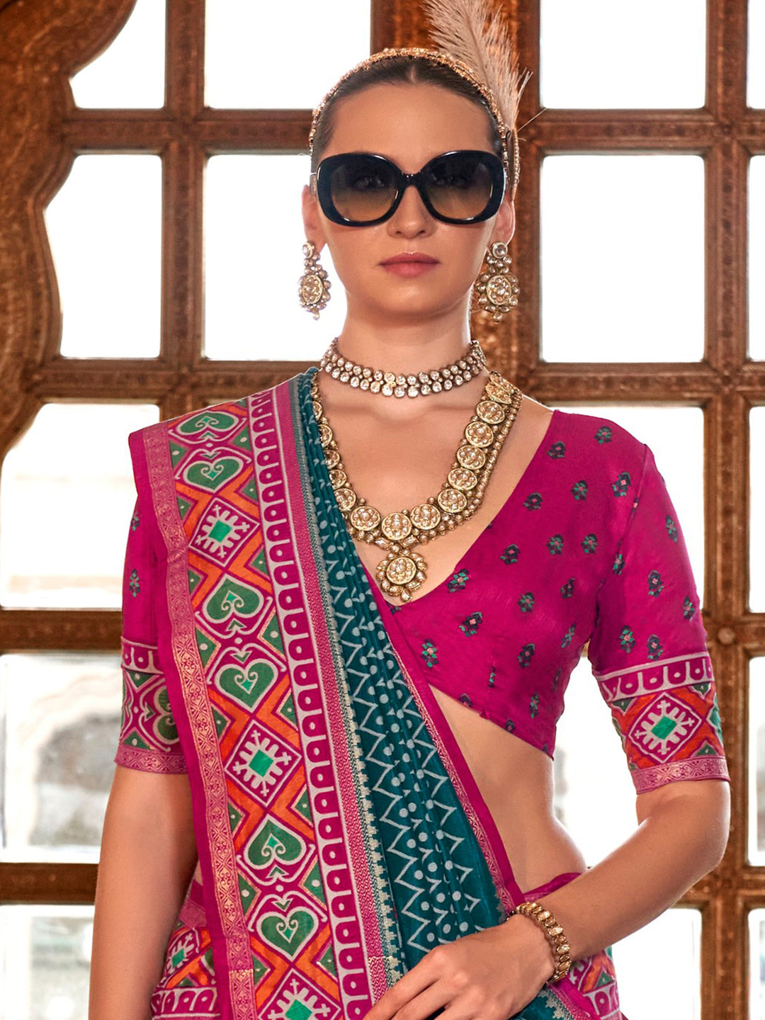 Vibrant color luxurious fabric exclusive attire crafted for elegance and style.