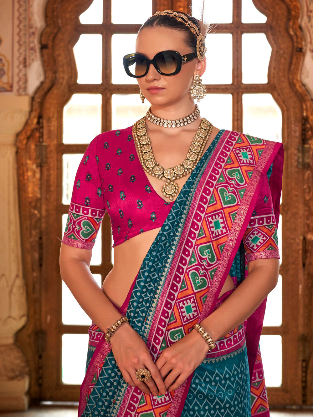 Vibrant color luxurious fabric exclusive attire crafted for elegance and style.