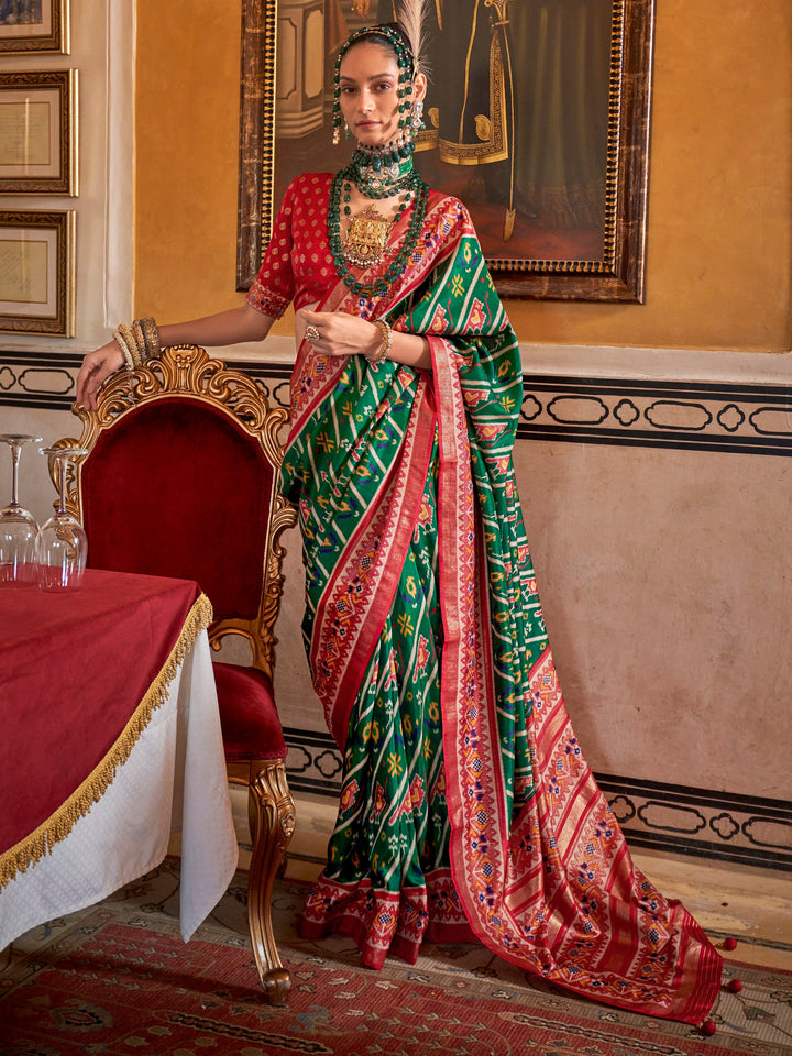 Green silk saree crafted for elegance and style.