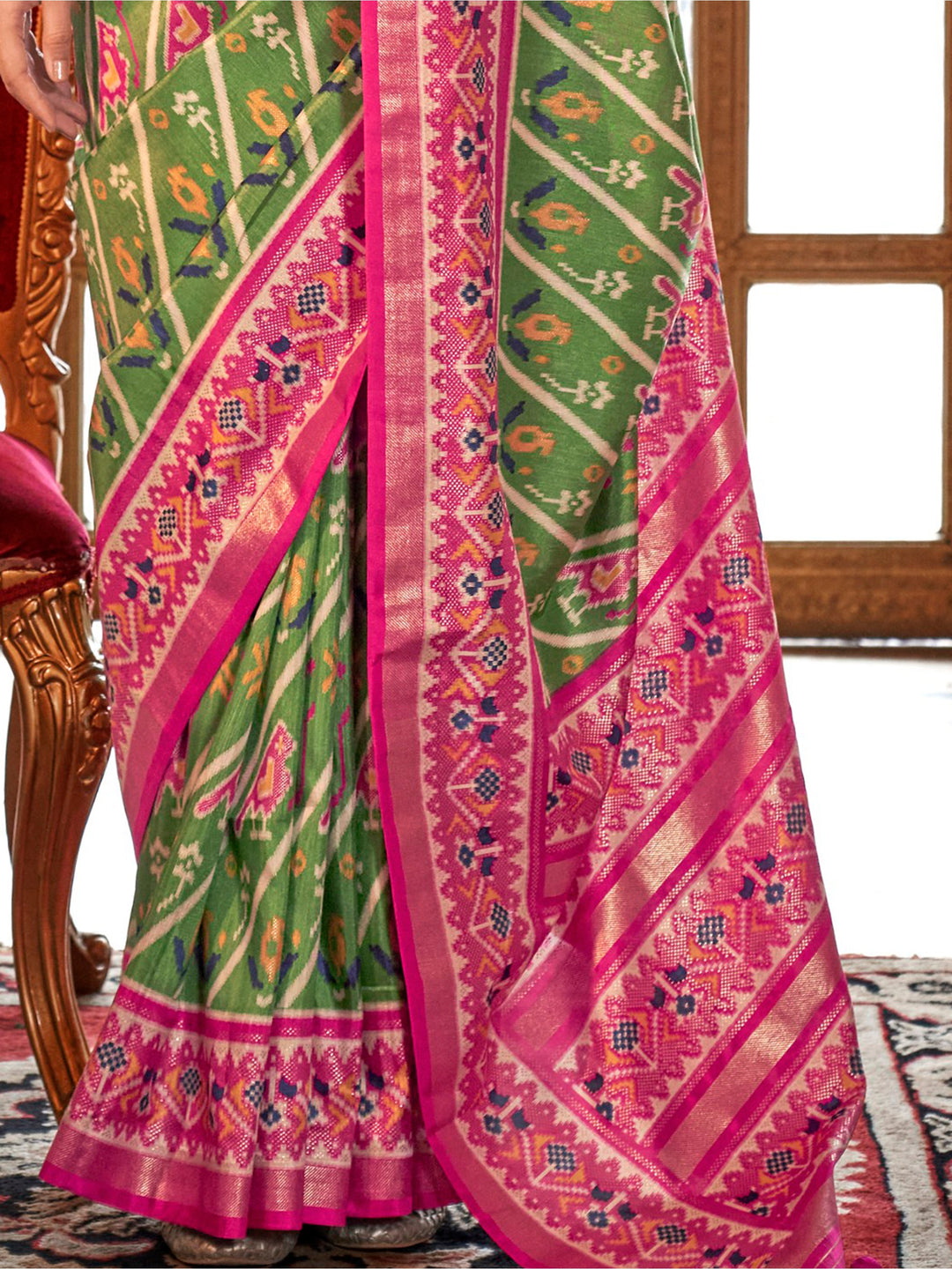 Vibrant color luxurious fabric exclusive attire crafted for elegance and style.