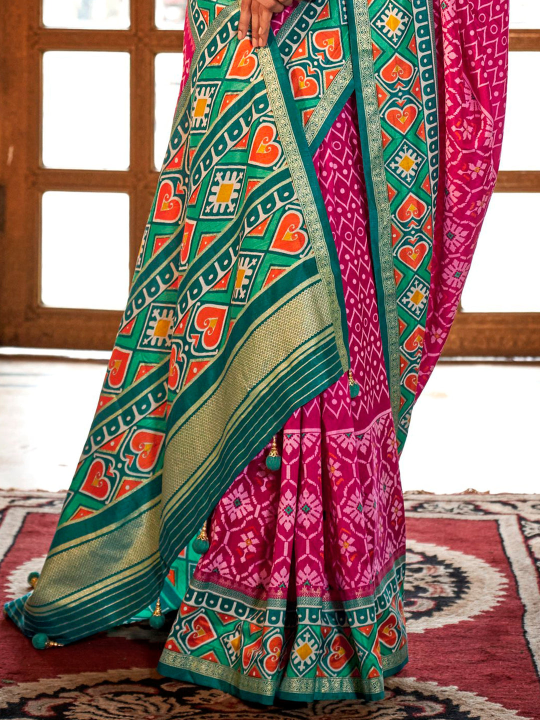 Vibrant color luxurious fabric exclusive attire crafted for elegance and style.