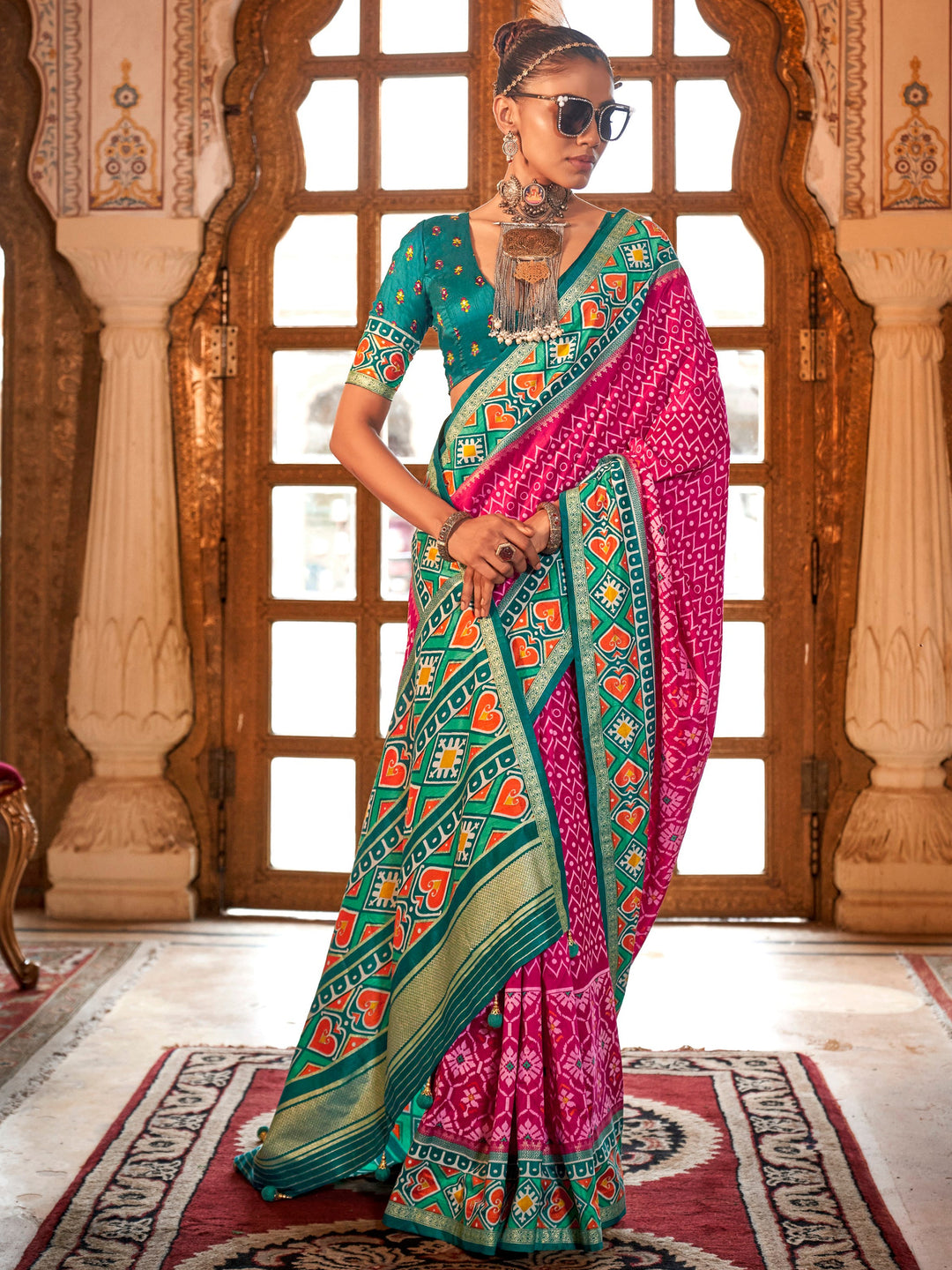 Pink silk saree crafted for elegance and style.