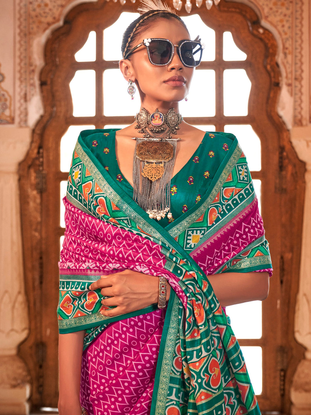 Vibrant color luxurious fabric exclusive attire crafted for elegance and style.