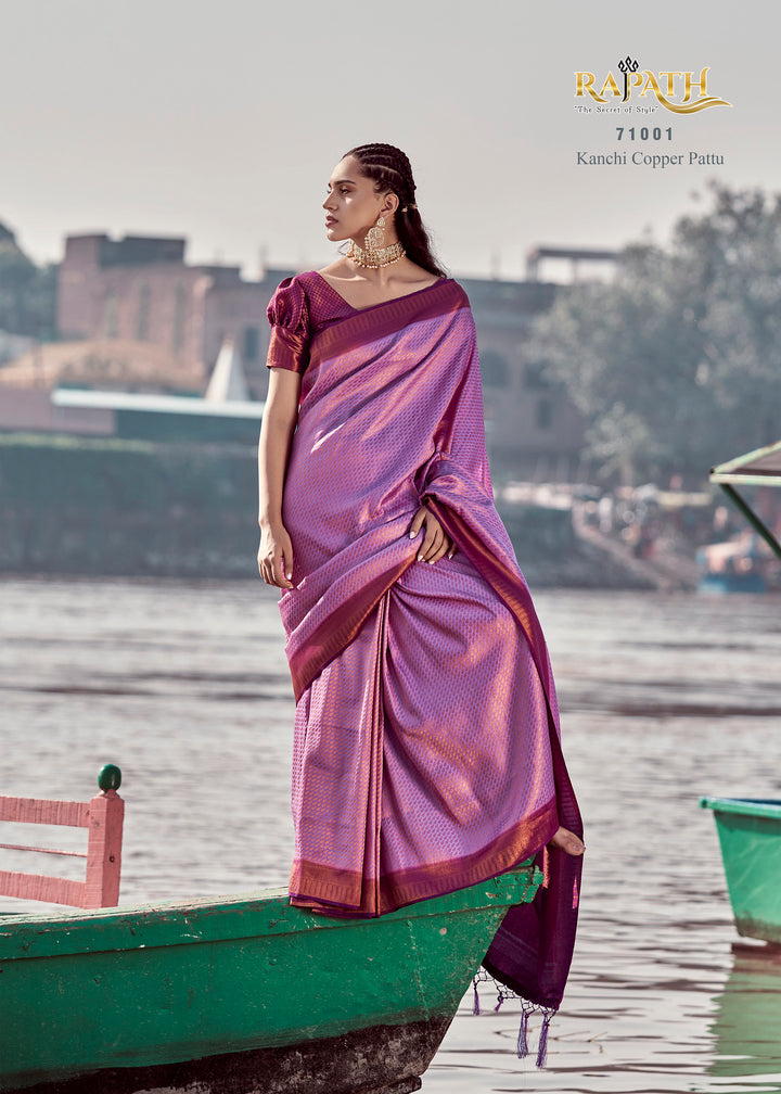 Luxurious Zari Woven Silk Saree with Abstract Motifs | Elegant Tassels