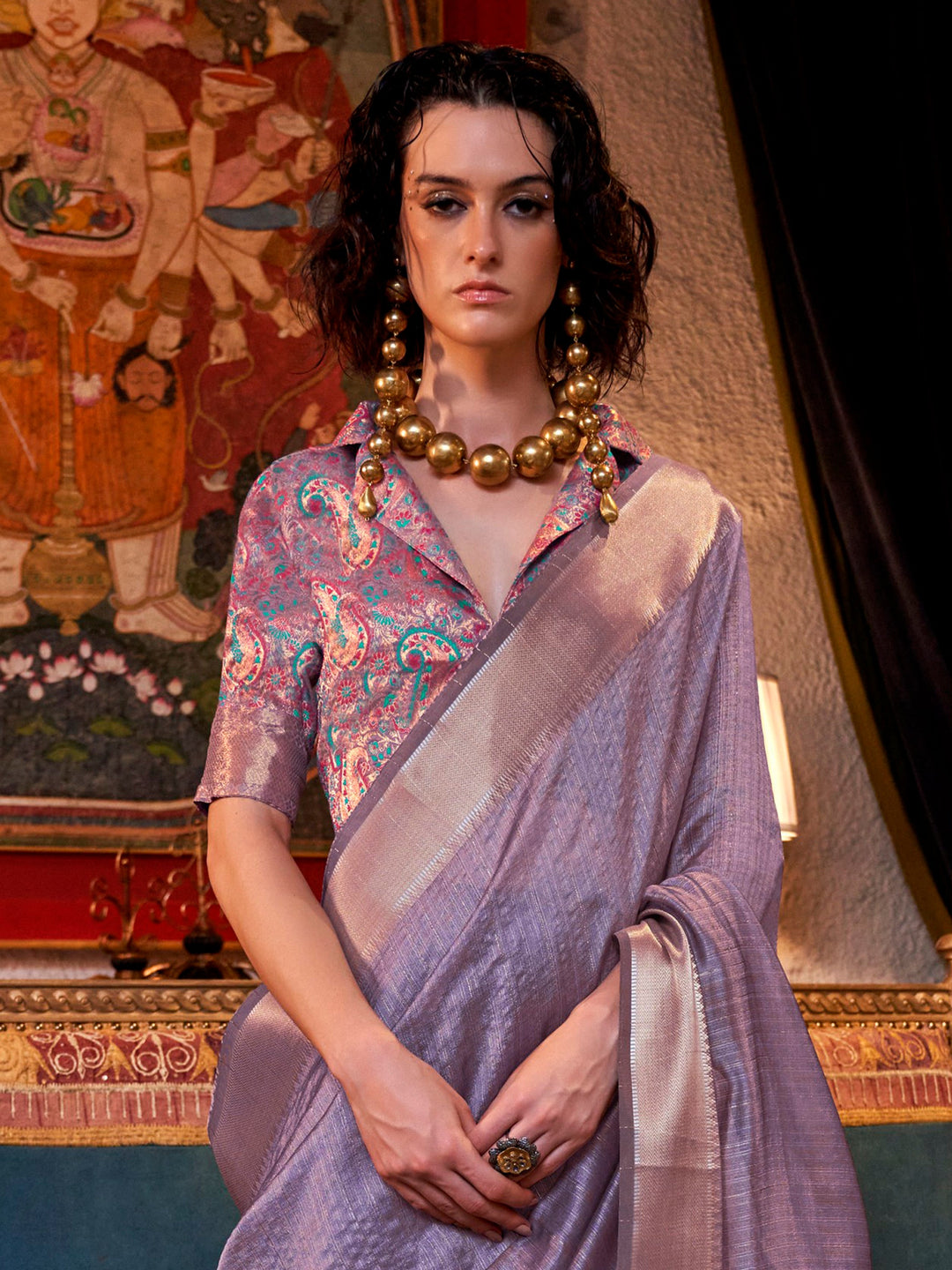 Vibrant color luxurious fabric exclusive attire crafted for elegance and style.