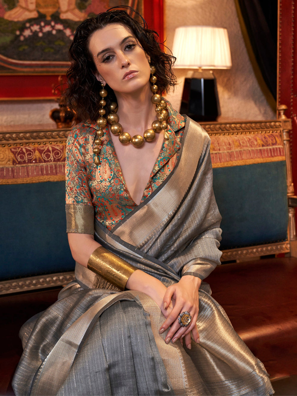 Vibrant color luxurious fabric exclusive attire crafted for elegance and style.