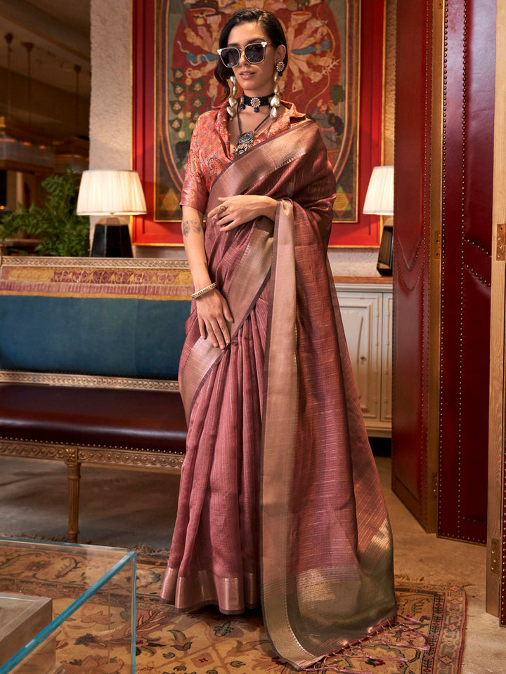 Pink silk saree crafted for elegance and style.