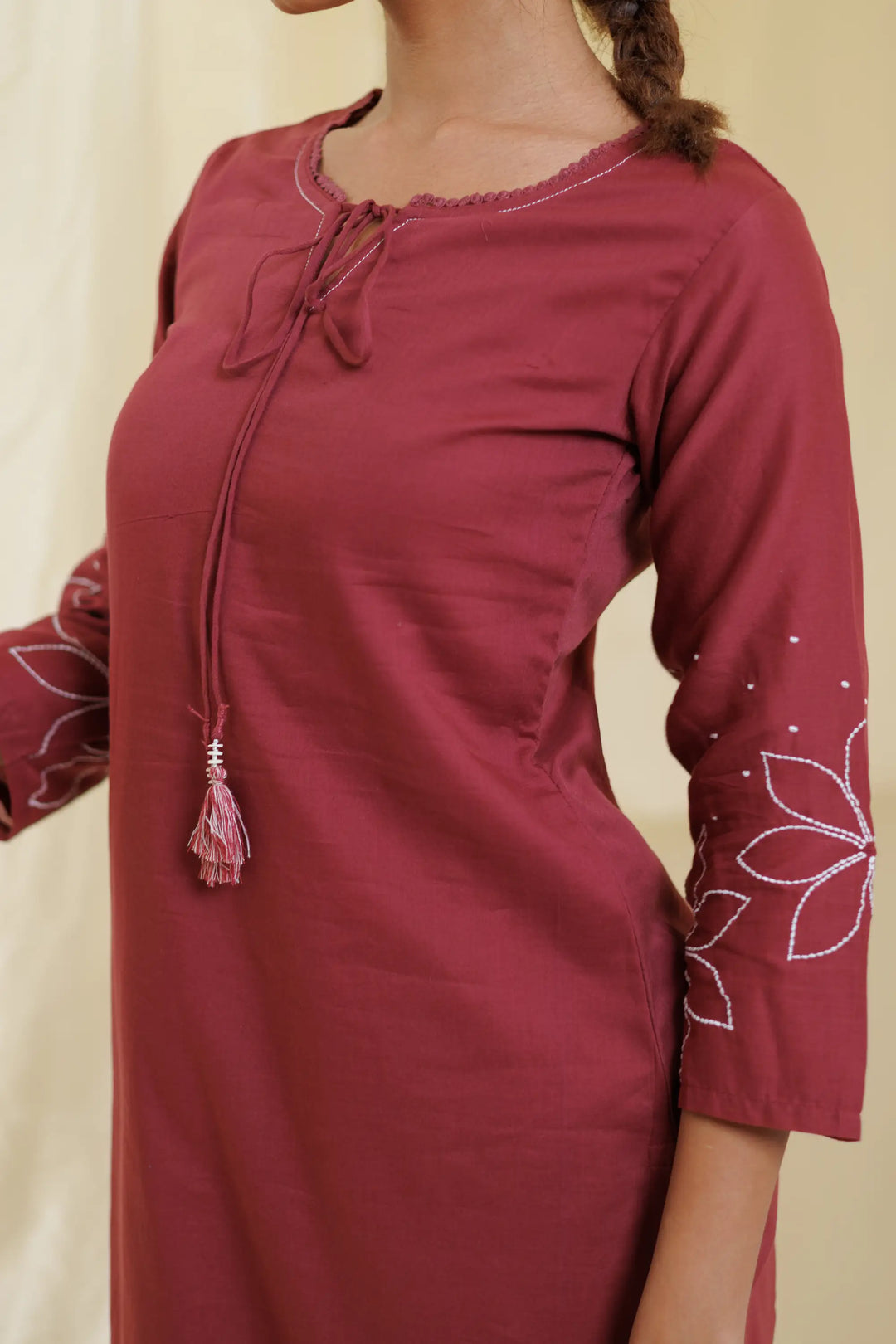 Kurtis Set blush-pink | A Blend of cotton and embroidery work linening work for