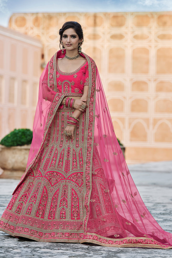 Bridal Velvet Lehenga Choli | A Line Semi-Stitched Wedding Wear Set