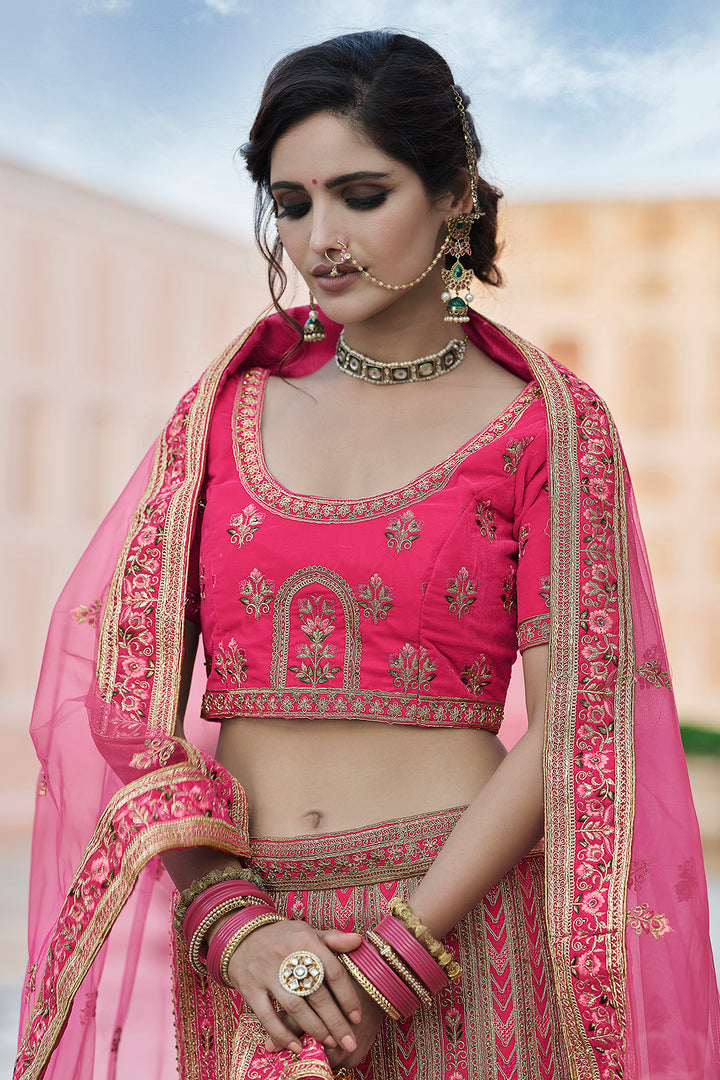 Bridal Velvet Lehenga Choli | A Line Semi-Stitched Wedding Wear Set