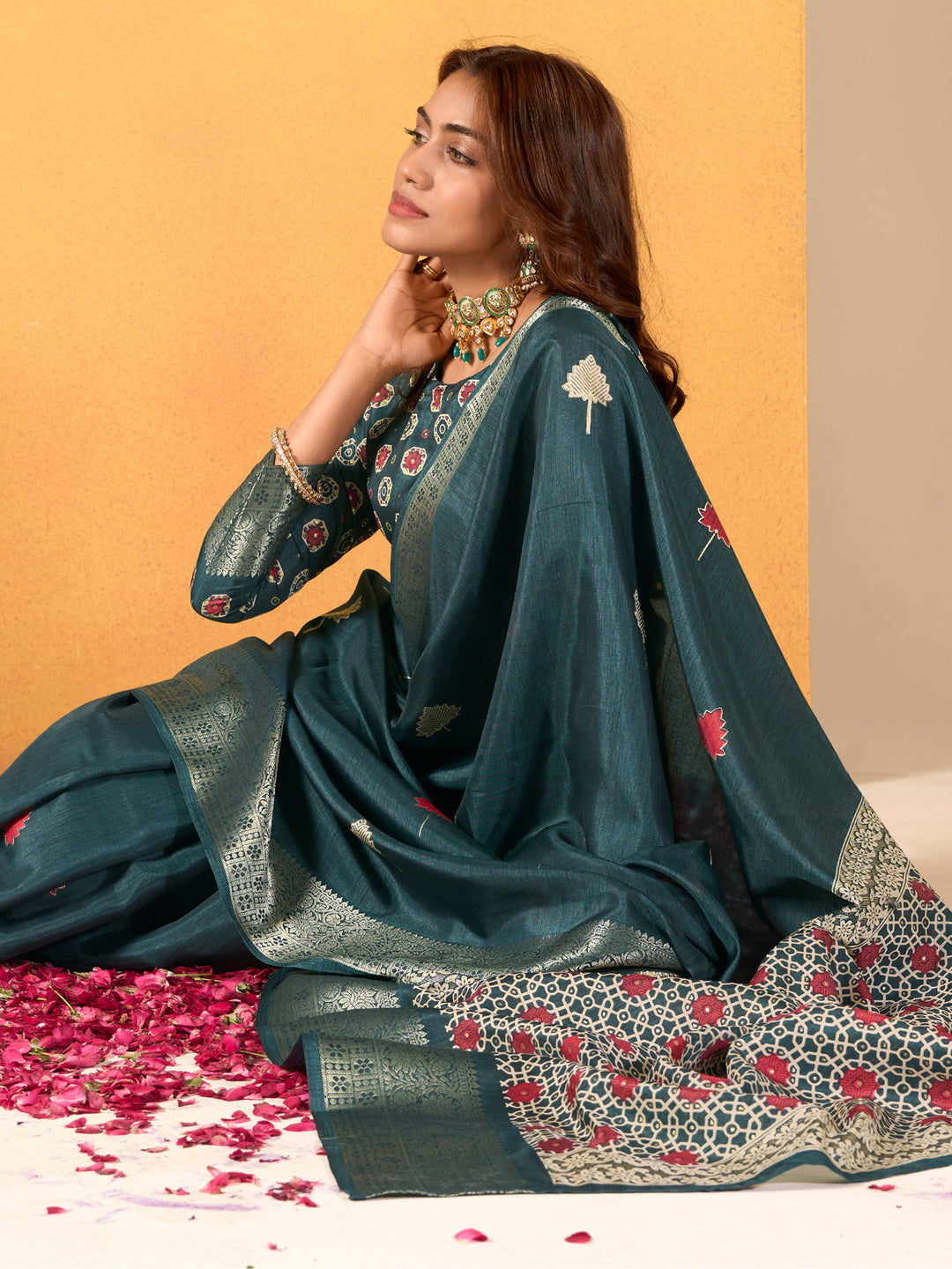 Vibrant color luxurious fabric exclusive attire crafted for elegance and style.