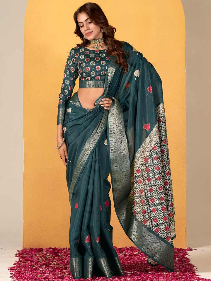 Blue silk saree crafted for elegance and style.