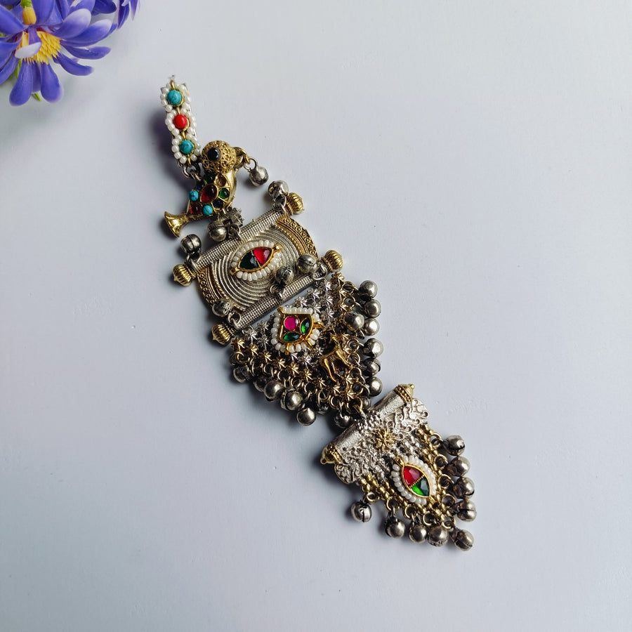 Stunning oxidised Juda, classic waist jewelry for Indian sarees.